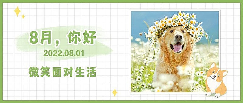 通用8月你好祝福可爱公众号首图