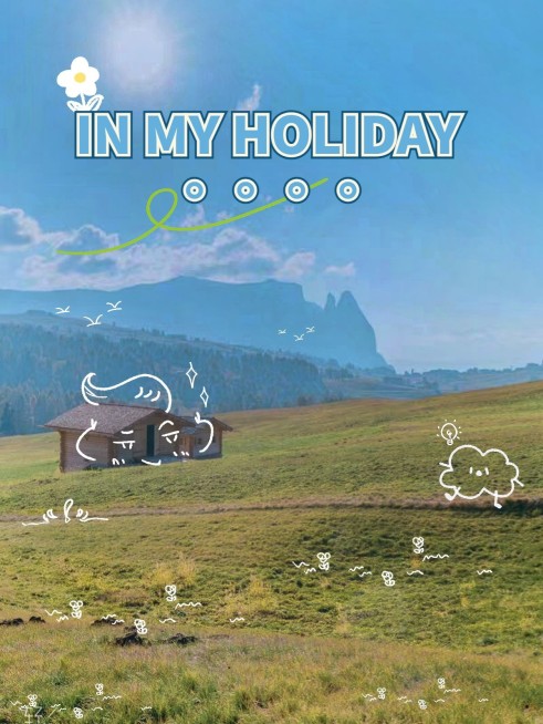 祝福涂鸦风晒照plog模板预览效果