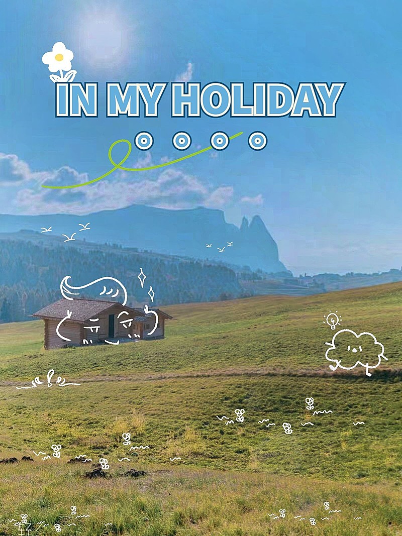 祝福涂鸦风晒照plog模板