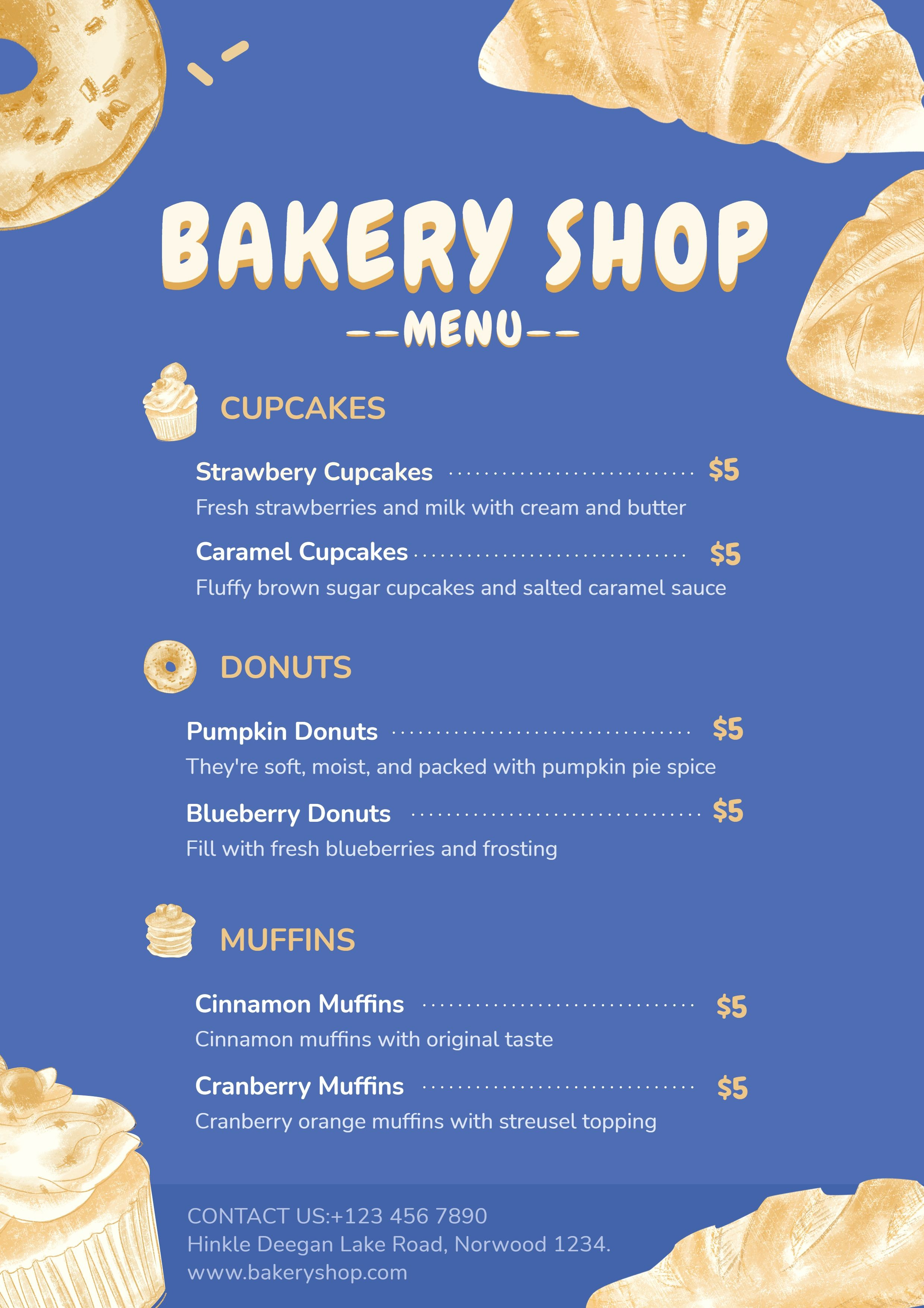 Bakery Shop Pastry Illustrations Dessert Menu