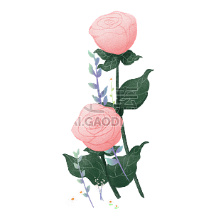 手绘风-植物花卉贴纸-玫瑰花