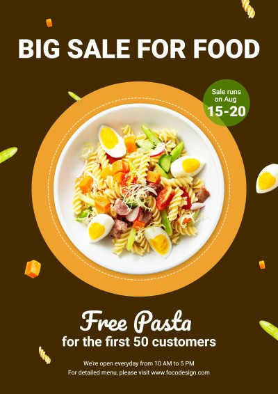 Pasta Healthy Restaurant Food Promo Discount Advertising Poster