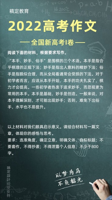 高考作文真题黑板手机海报预览效果