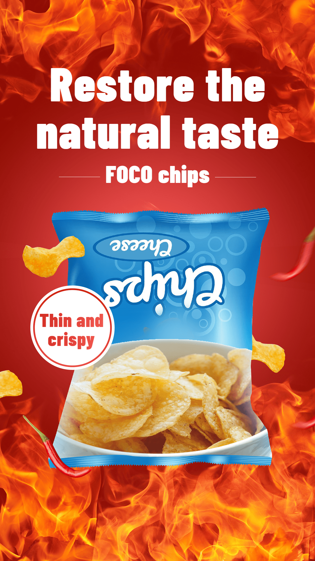 Flame Element Potato Chips Consumer Packaged Food Snacks Ecommerce Story预览效果