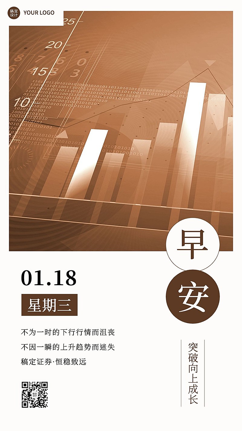 金融保险早安日签问候正能量手机海报