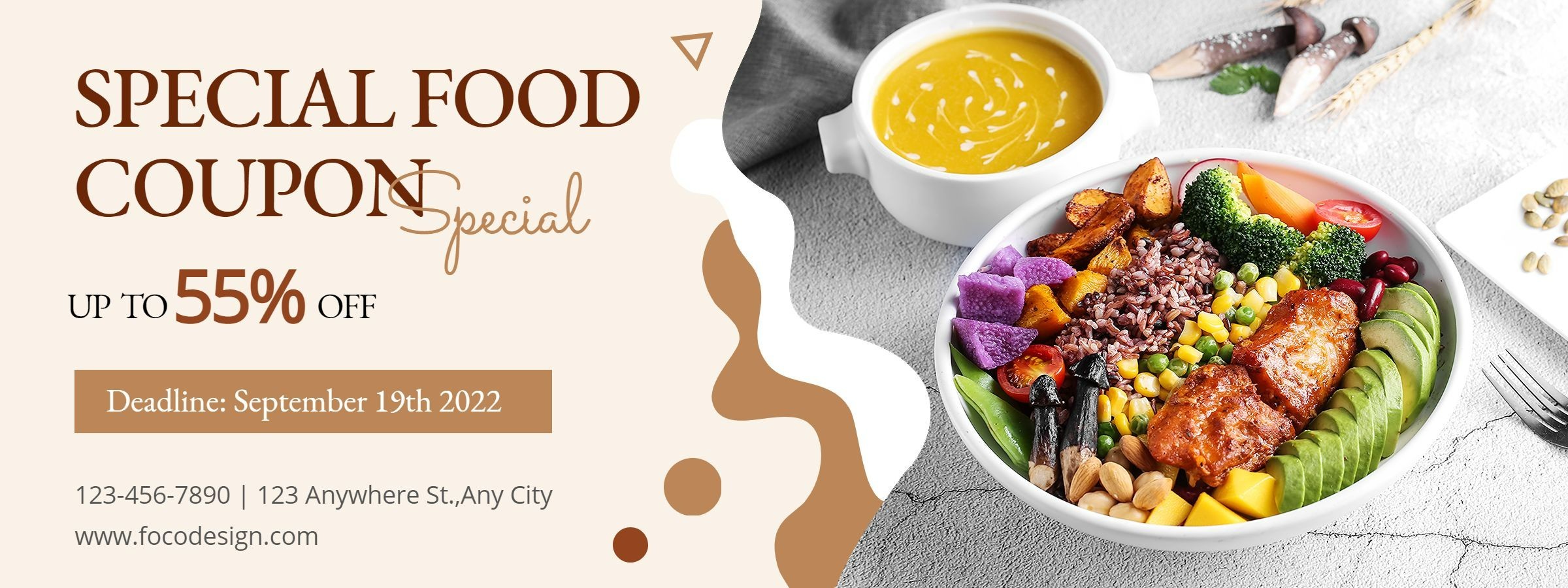 Simple Color Block Pattern Food Discount Voucher Coupon
