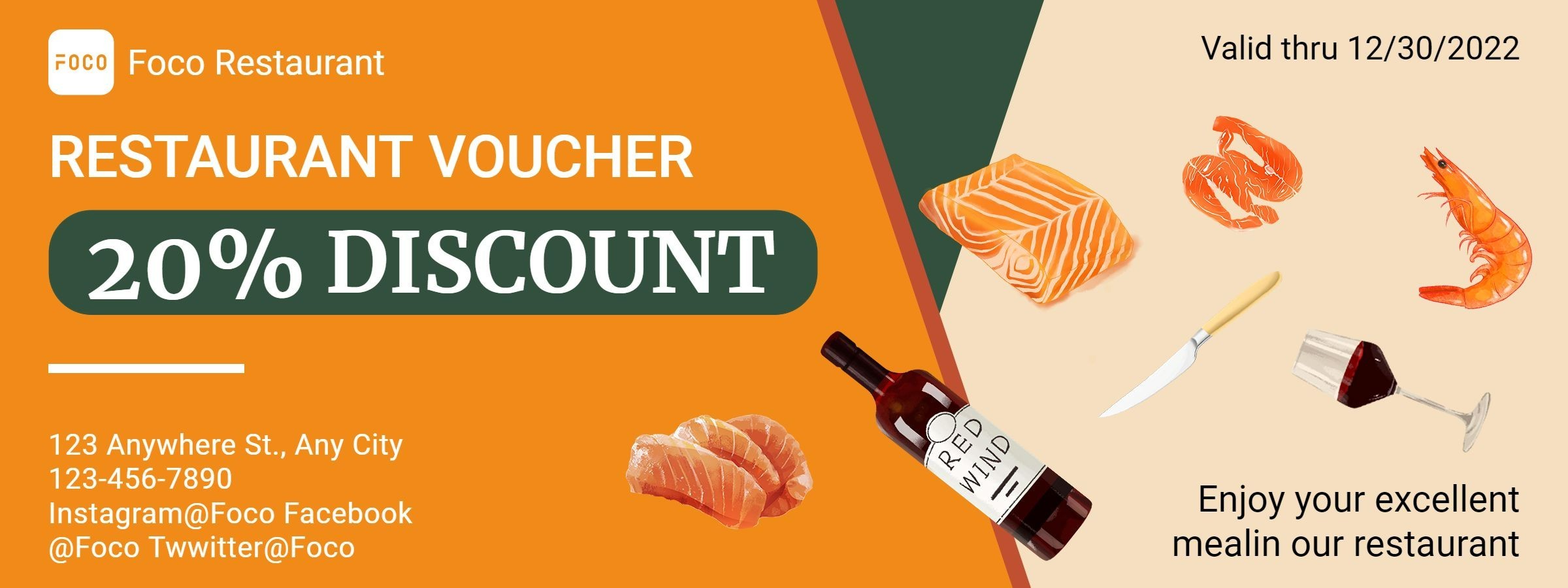 Japanese Restaurant Sushi and Wine Food and Drinks Promo Voucher Discount Coupon
