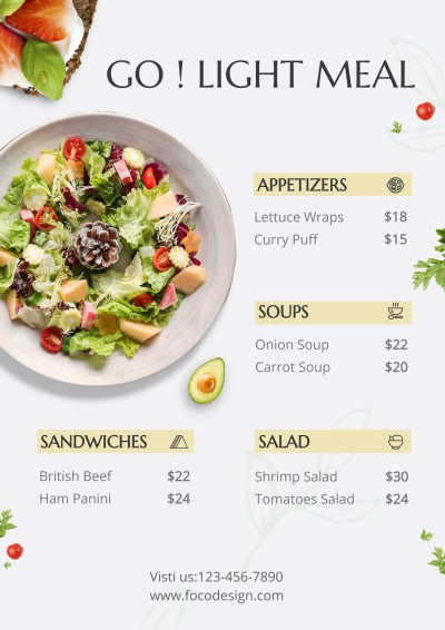 Simple Rectangle Frame Healthy Light Food Restaurant Salad Menu