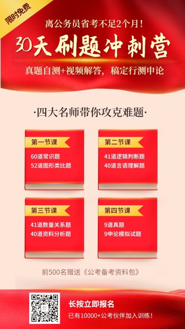 公务员考试冲刺招生报名手机海报预览效果