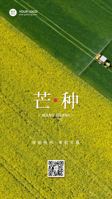 芒种节气祝福排版手机海报预览效果