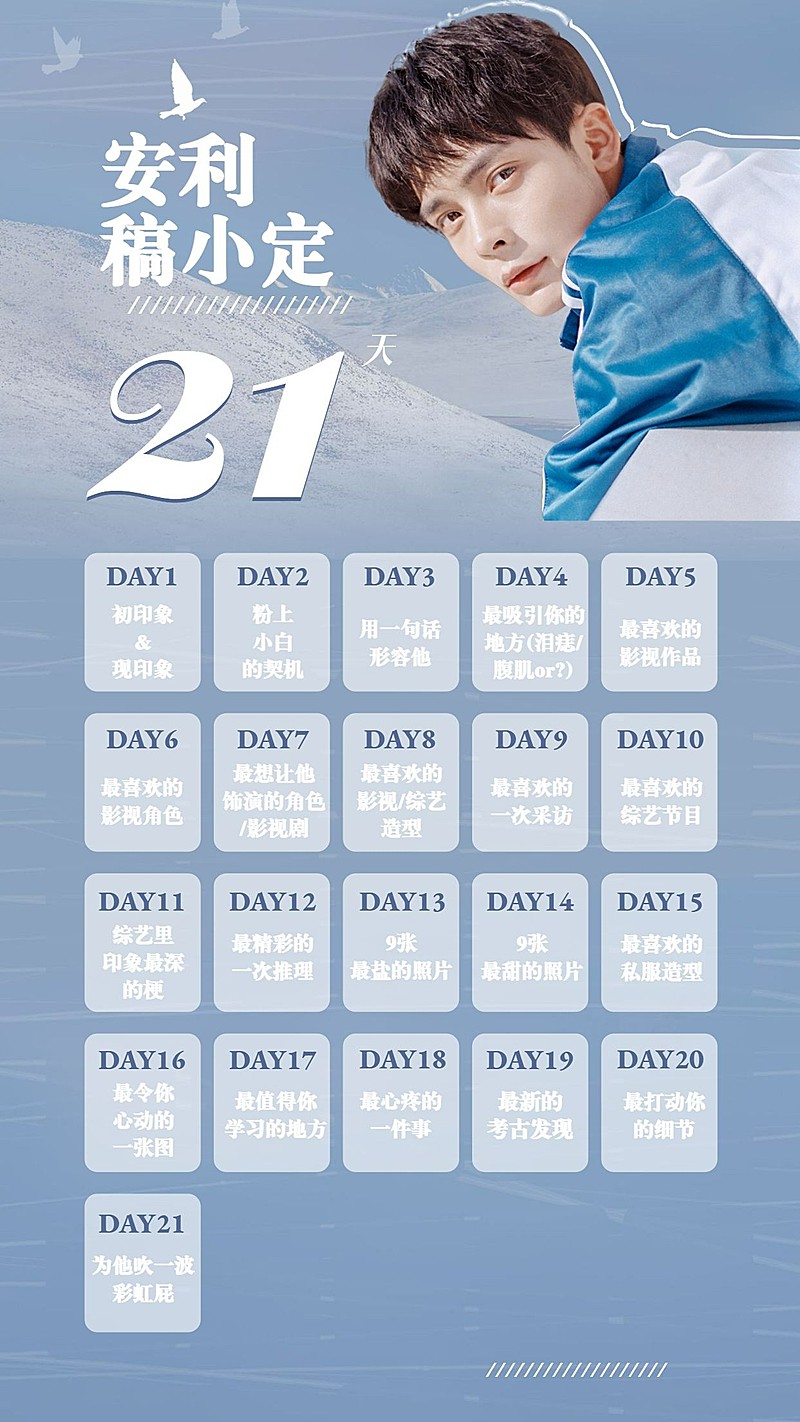 日系21天安利爱豆手账海报明星应援