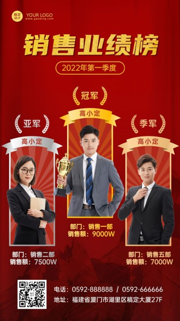 双十一喜报战报企业员工人物表彰手机海报预览效果