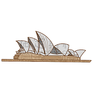 手绘-旅行元素贴纸套系-悉尼歌剧院