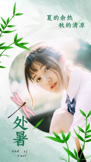 处暑实景风竹子节气创意海报