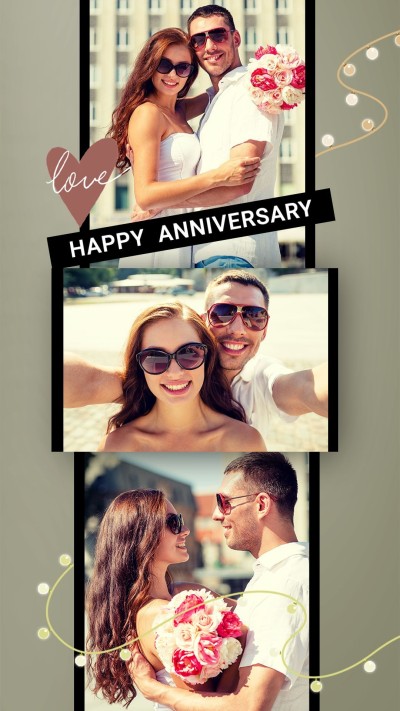 Retro Light Bulb Decorate Couple Wedding Group Photos Instagram Story