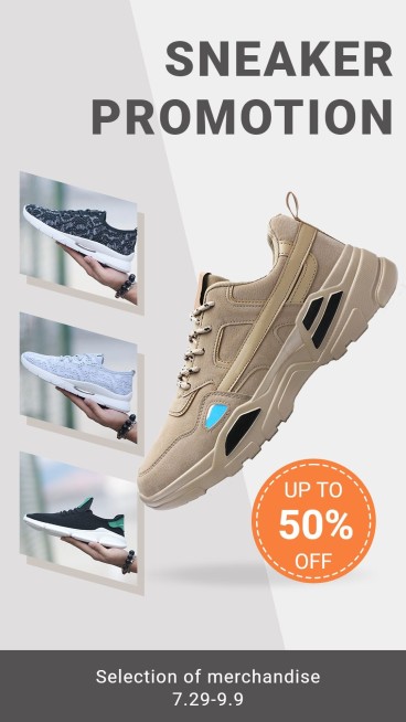 Dashed Line Circle Sports Running Shoes Fashion Sale Promo Ecommerce Story预览效果