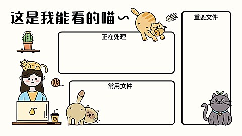 手绘可爱打工人电脑桌面分区壁纸