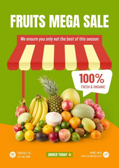 Fresh Fruits Groceries Promo Sale Advertising Poster