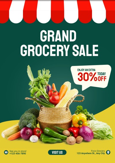 Simple Fresh Vegetables Grand Grocery Sale  Poster