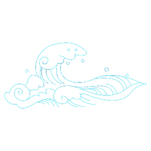 手绘-海浪线稿自然元素贴纸7