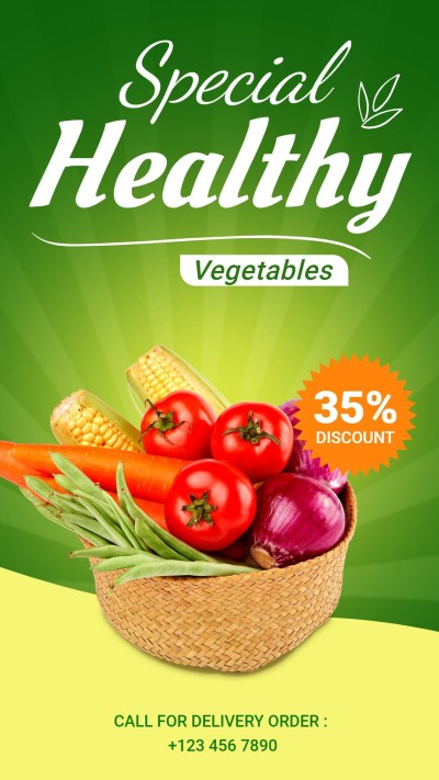 Healthy Fresh Fruits Food Groceries Discount Sale Promo Ecommerce Story