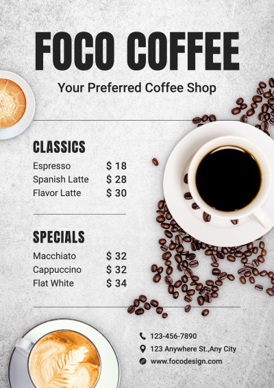 Simple Black Lines Decorate Coffee Shop Cafe Drinks Menu