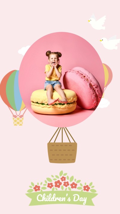 Creative Children's Day Festival Photos Layout Template Instagram Story