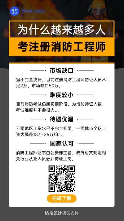注册消防工程师考试考证科普海报