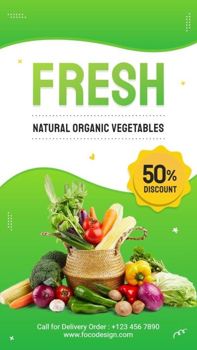 Dot Element Fresh Vegetables Groceries Promo Ecommerce Story