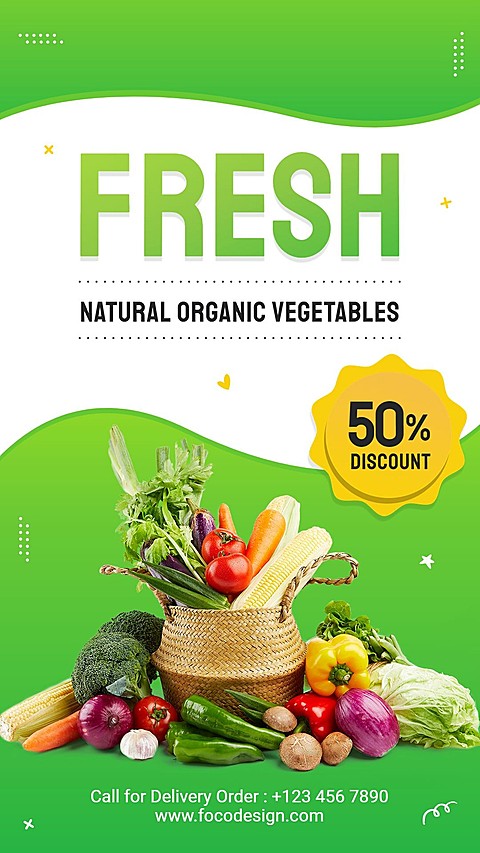 Dot Element Fresh Vegetables Groceries Promo Ecommerce Story