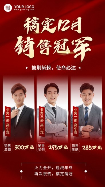 年终微商销售业绩表彰喜报排行榜多人手机海报预览效果