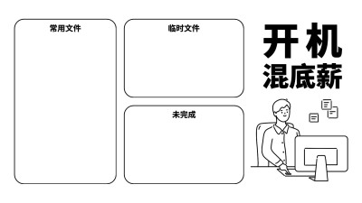 趣味插画打工人电脑桌面分区壁纸