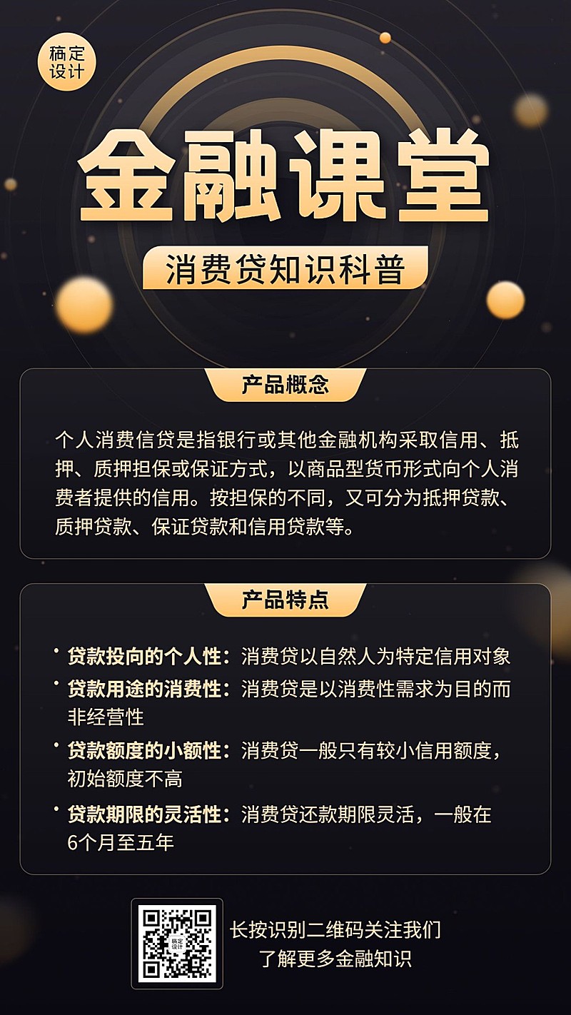 金融消费贷款知识科普资讯课堂简约手机海报