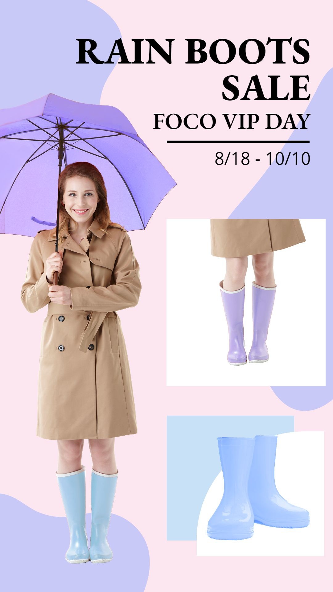 Women's Rain Boots Fashion Sale Promo Ecommerce Story