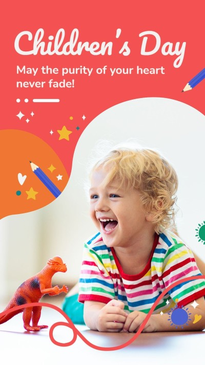 Cute Stars Decorate Brazil Children's Day Laughing Boy Illustration Instagram Story