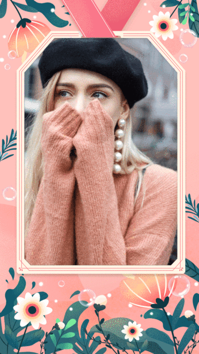 Cartoon Plants Frame Sweater Woman Instagram Story Video