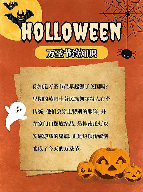 万圣节知识科普简约手绘小红书配图