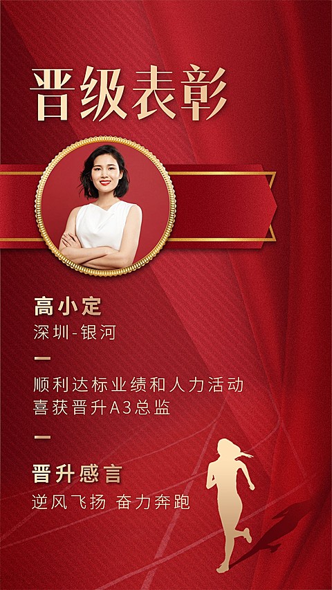 金融保险业绩达标晋级喜报表彰海报