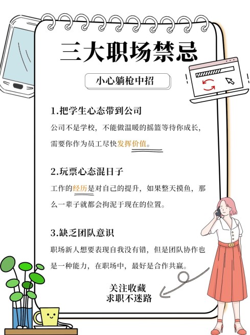 可爱手帐风职场知识干货分享小红书封面配图预览效果