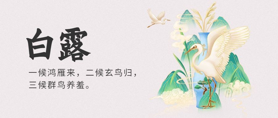 白露节气祝福手绘中国风公众号首图