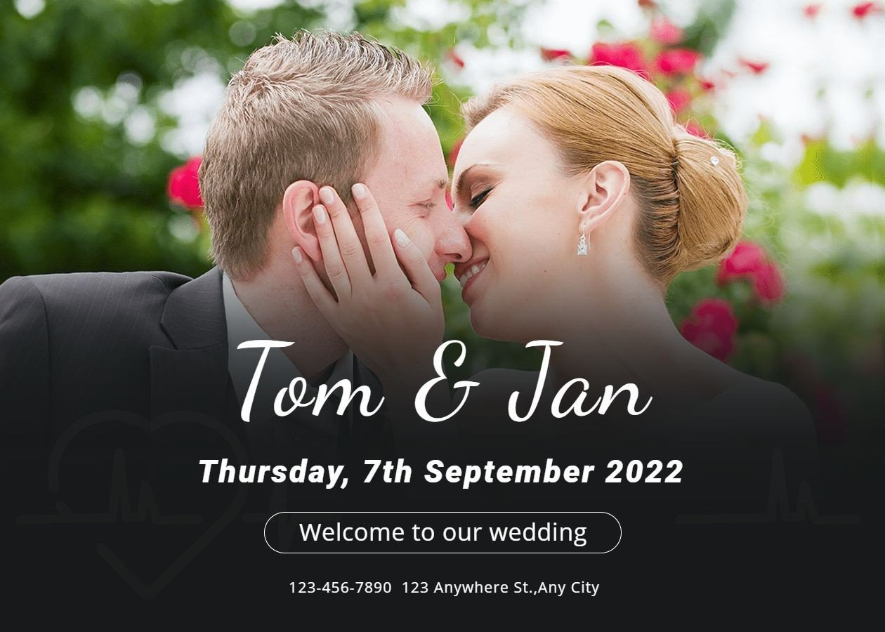 Simple Nature Scene Background Couple Kiss Wedding Card