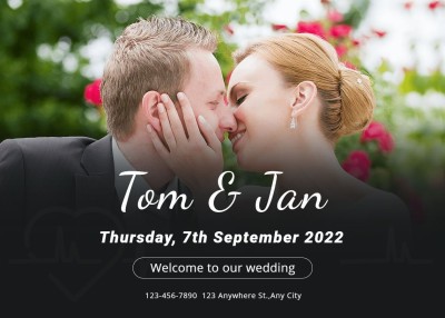 Simple Nature Scene Background Couple Kiss Wedding Card