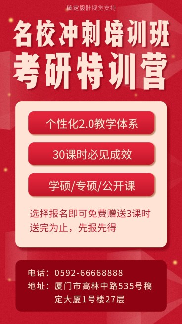 名校冲刺考研培训班招生海报预览效果