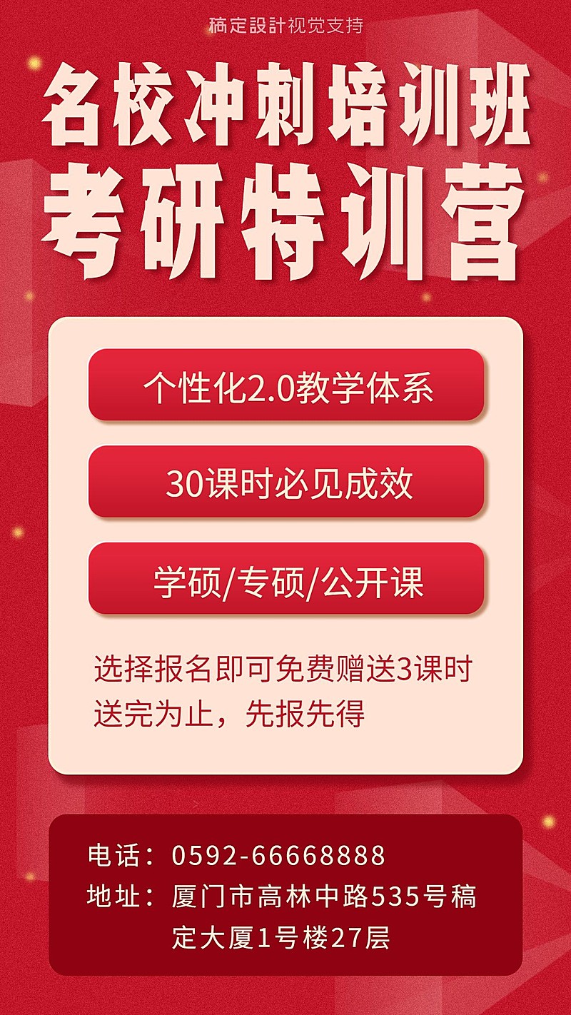 名校冲刺考研培训班招生海报