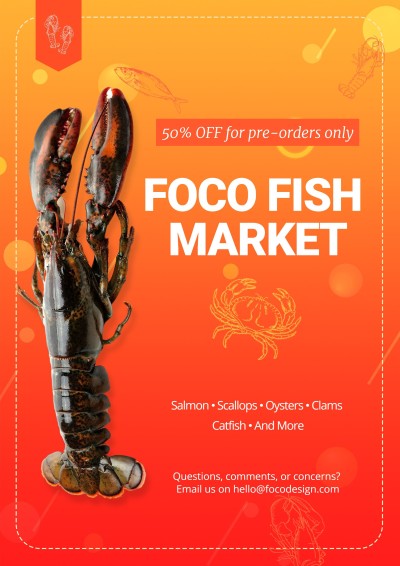 Seafood Lobster Groceries Food Sale Promo Advertising Poster