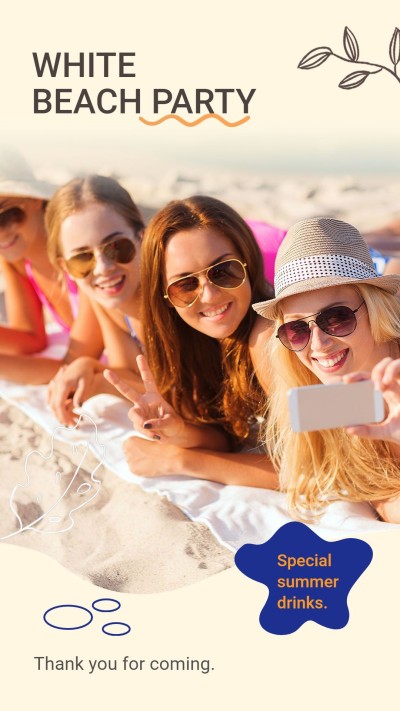 Fashion White Beach Party Women Selfie Instagram Story