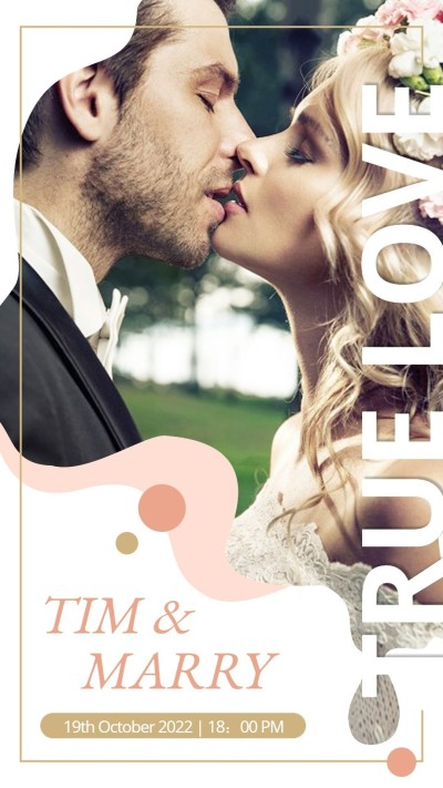 Fashion Gold Rectangle Frame Couple Kissing Wedding Photos Instagram Story
