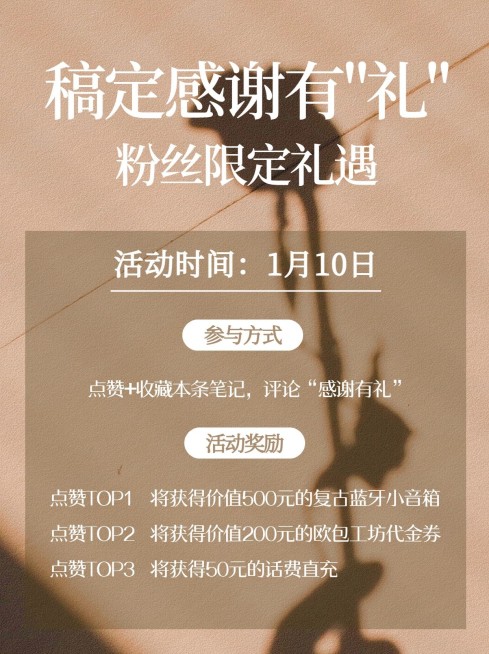 简约光影活动公告小红书配图预览效果