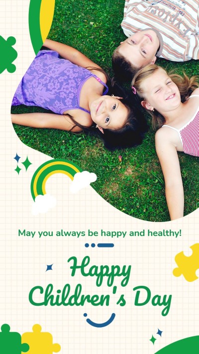 Fresh Hand Painted Patterns Decorate Brazil Children's Day Field Kids Instagram Story