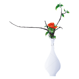 手绘-中国风植物花卉贴纸-花瓶